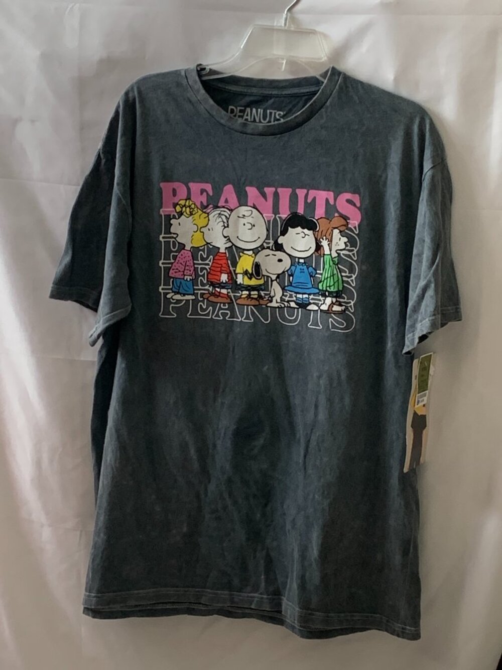PEANUTS Snoopy and The Gang Printed Graphic Tee in Vintage Blue Sz LARGE